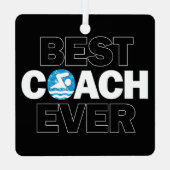 水泳とダイビングのクリスマスで最高のコーチを水泳 メタルオーナメント (裏面)