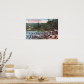 水泳とボートで川ロシアのを ポスター (キッチン)