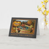 水泳のために行く人間の形をしたりんご カード (黄色い花)