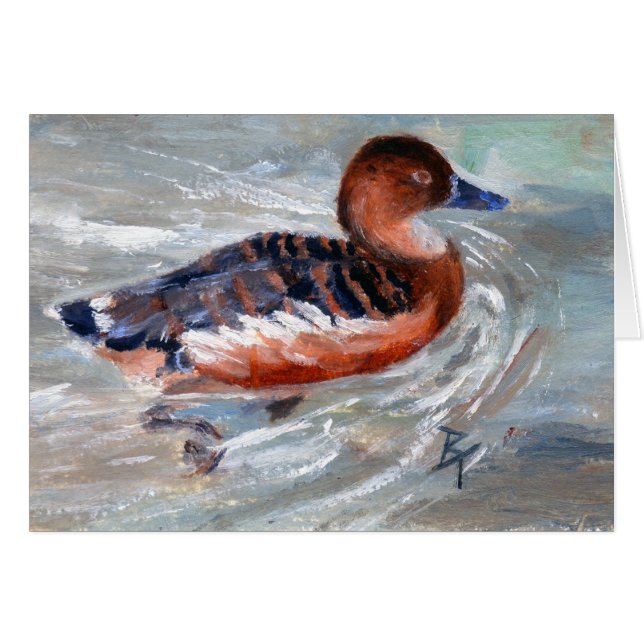 水泳のアヒルの空白のなカード (正面横)