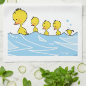 水泳のアヒル家族 キッチンタオル (折り畳み)