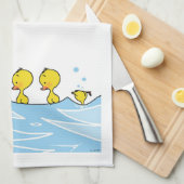 水泳のアヒル家族 キッチンタオル (四つ折り)