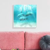 水泳のイルカ キャンバスプリント (インサイチュ (リビング))
