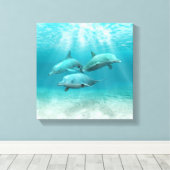 水泳のイルカ キャンバスプリント (インサイチュ (ウッドフロア))