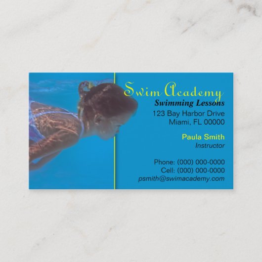 水泳のインストラクターの名刺 名刺 (正面)