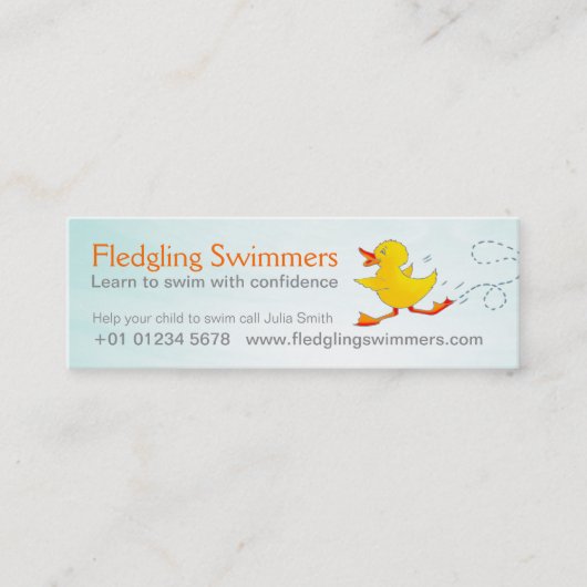 水泳のインストラクター細いビジネスプロモーションカード スキニー名刺 (正面)