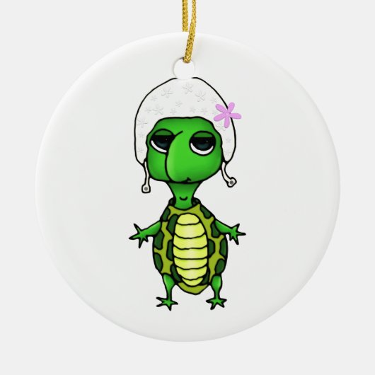 水泳のカメ セラミックオーナメント (正面)