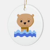 水泳のカワウソ セラミックオーナメント (左)