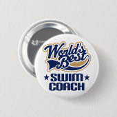 水泳のコーチのギフト 缶バッジ (正面&裏面)
