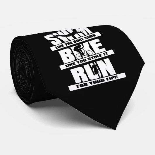 水泳のバイクの操業トライアスロンのランナーのサイクリングの泳ぐ人 ネクタイ (ロール)