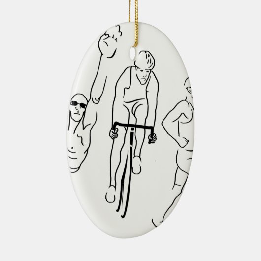 水泳のバイクの操業トライアスロン セラミックオーナメント (右)