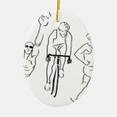 水泳のバイクの操業トライアスロン セラミックオーナメント (正面)