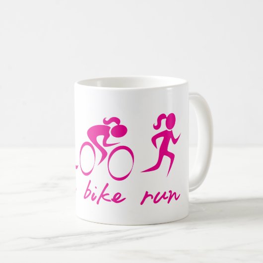 水泳のバイクは三女の子を走ります コーヒーマグカップ (正面右)