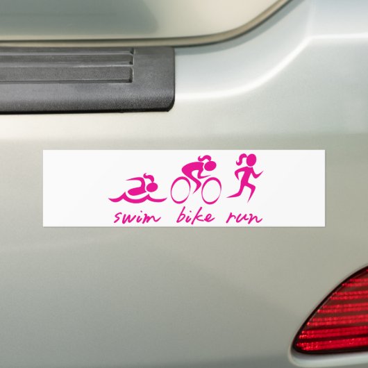 水泳のバイクは三女の子を走ります バンパーステッカー (車上)