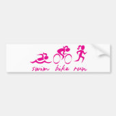 水泳のバイクは三女の子を走ります バンパーステッカー (正面)