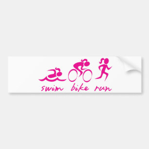 水泳のバイクは三女の子を走ります バンパーステッカー