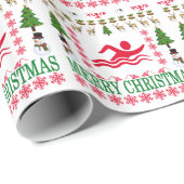 水泳のメリークリスマス。 ラッピングペーパー (ロールコーナー)