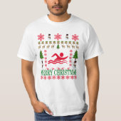 水泳のメリークリスマス。.png tシャツ (正面)