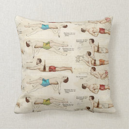 水泳のレッスンヴィンテージフランスの泳ぐ人 クッション