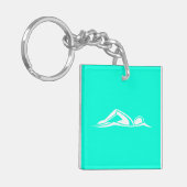 水泳のロゴのアクリルのKeychain w/Nameのターコイズ キーホルダー (正面左)