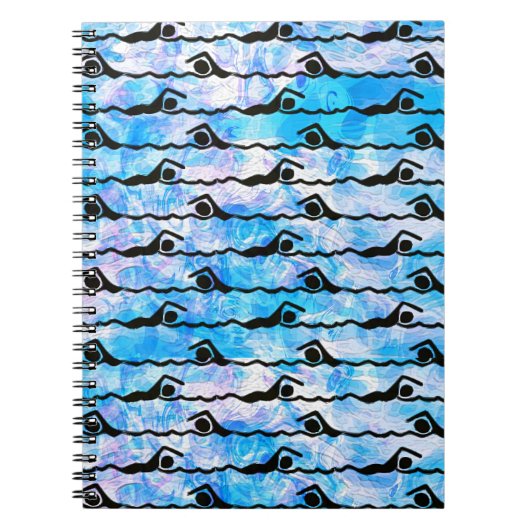 水泳の螺線形ノート ノートブック (正面)