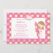 水泳の誕生日のパーティの招待状の上のピンクの波 招待状 (正面)