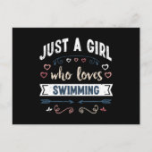 水泳の贈り物を愛する女おもしろいの子 ポストカード (正面)