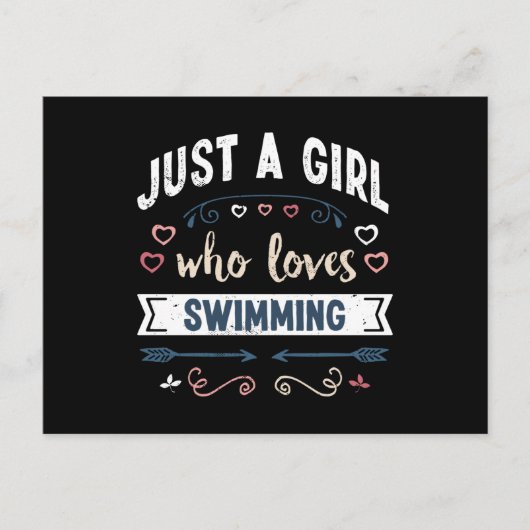 水泳の贈り物を愛する女おもしろいの子 ポストカード (正面)