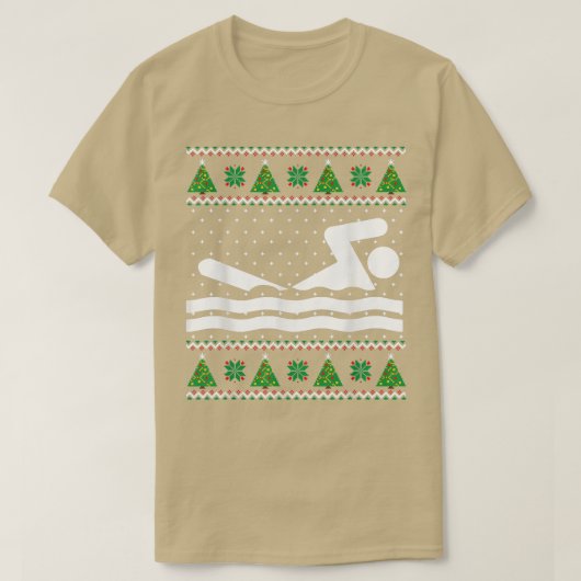 水泳の醜いクリスマスセーター Tシャツ (デザイン正面)