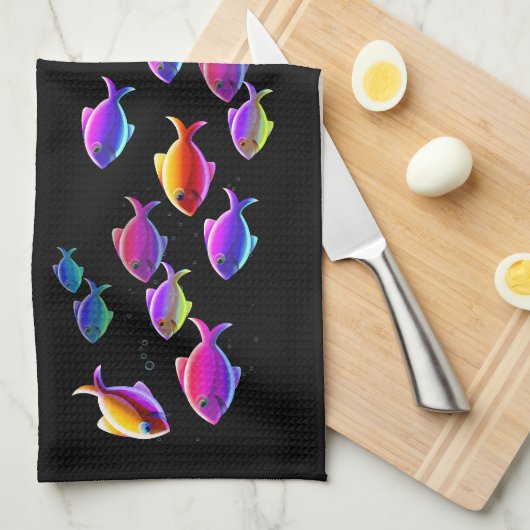 水泳の魚 キッチンタオル (四つ折り)