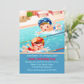 水泳はプールのパーティの招待状を加えます 招待状 (スタンド正面)