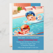 水泳はプールのパーティの招待状を加えます 招待状 (正面/裏面)