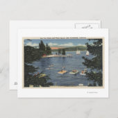 水泳を楽しむ人々とスポーツ用品の浮輪 ポストカード (正面/裏面)