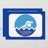 水泳ギフト、カスタムブルーサークルのスイマー 招待状 (正面/裏面)