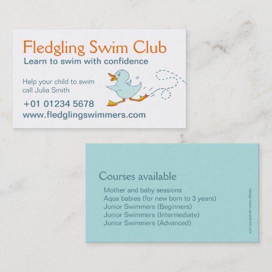 水泳クラブ水泳の先生の名刺 名刺 (正面/裏面)