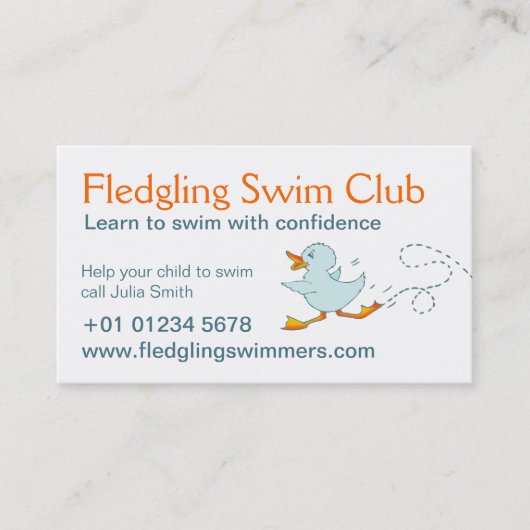 水泳クラブ水泳の先生の名刺 名刺 (正面)