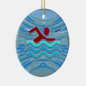 水泳クラブ泳ぐ人のエクササイズのフィットネスNVN254の水泳 セラミックオーナメント (右)