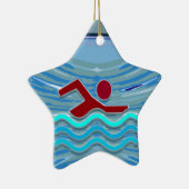 水泳クラブ泳ぐ人のエクササイズのフィットネスNVN254の水泳 セラミックオーナメント (右)