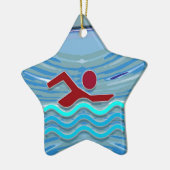 水泳クラブ泳ぐ人のエクササイズのフィットネスNVN254の水泳 セラミックオーナメント (左)