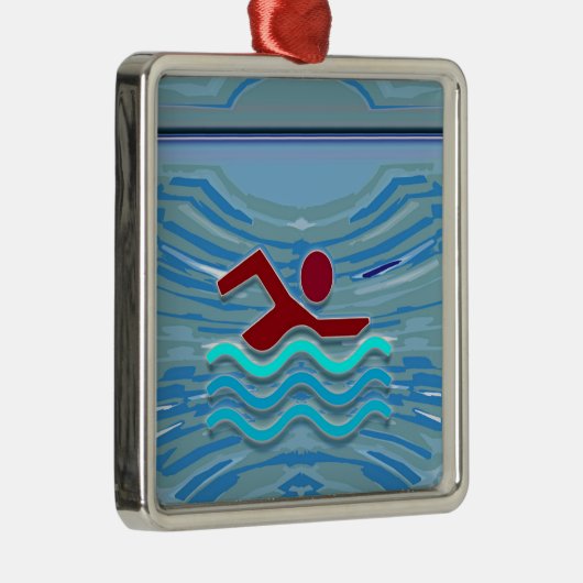 水泳クラブ泳ぐ人のエクササイズのフィットネスNVN254の水泳 メタルオーナメント (右)