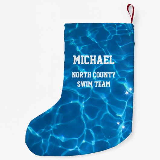 水泳スポーツパーソナライズされたストッキング スモールクリスマスストッキング (裏面)