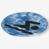 水泳デザイン紙パーティープレート ペーパープレート (アングル)