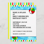 水泳バースデーパーティ招待状 招待状 (正面/裏面)