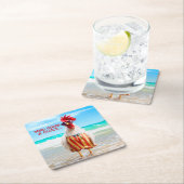 水泳パンツのビーチのオンドリの男Chillin スクエアペーパーコースター (インサイチュ)