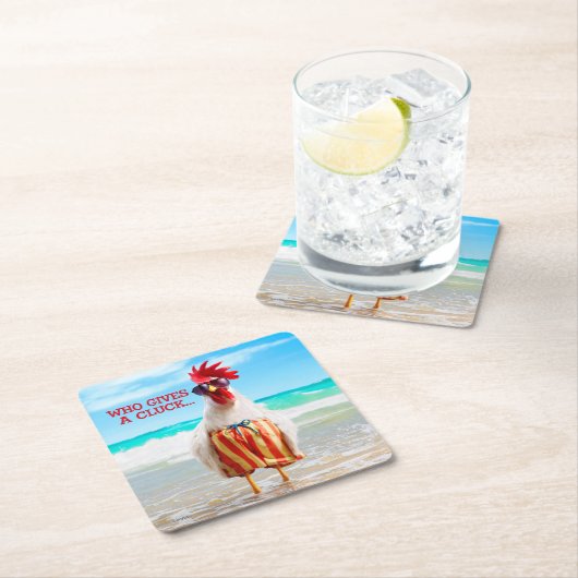 水泳パンツのビーチのオンドリの男Chillin スクエアペーパーコースター (インサイチュ)