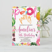 水泳パーティー、プールパーティー誕生日、任意の年齢 招待状 (スタンド正面)