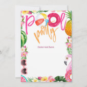 水泳パーティー、プールパーティー誕生日、任意の年齢 招待状 (裏面)