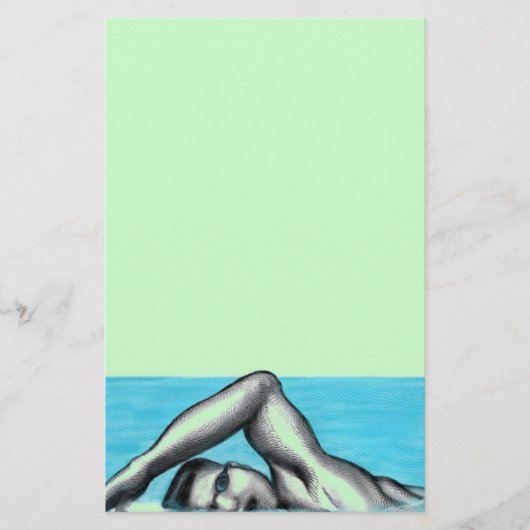 水泳フリースタイル泳ぐ人ストローク文房具 便箋 (正面)