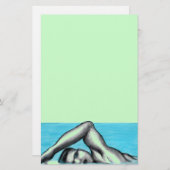 水泳フリースタイル泳ぐ人ストローク文房具 便箋 (正面/裏面)