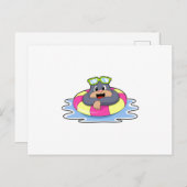 水泳リングで泳ぐモル.PNG ポストカード (正面/裏面)